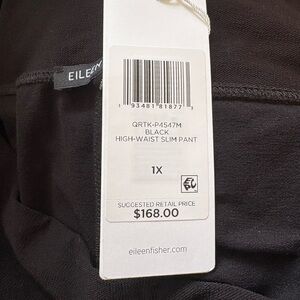 Eileen Fisher Classic Black High Waste Slim Pant - Tags On!